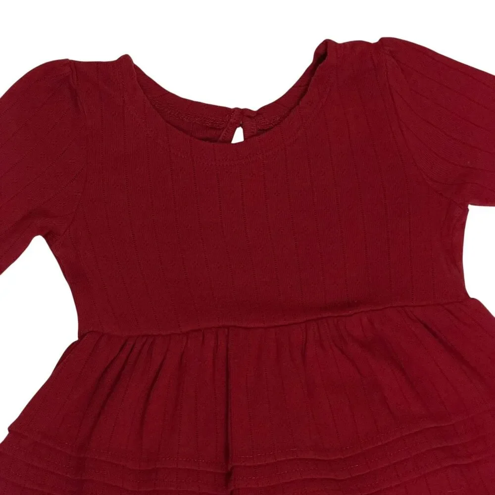 Burts Bees Baby Infant Dress Pointelle Knit Red 6 9 Months